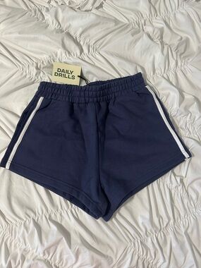 Daily Drills Navy Shorts with White Side Stripe